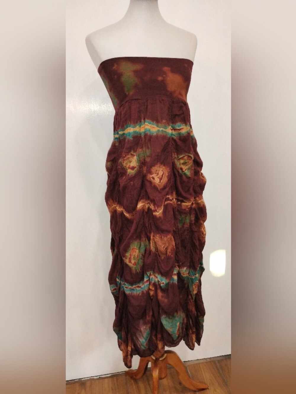 WOVEN COTTON BANDEAU DRESS